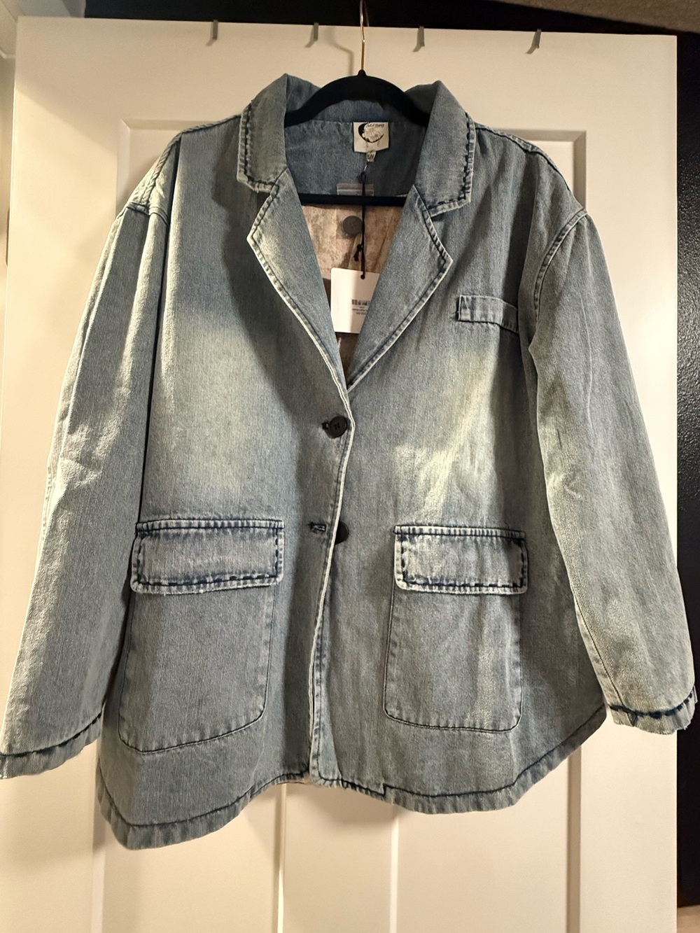 Jaded Gypsy Casual Light Blue Denim Blazer Jacket